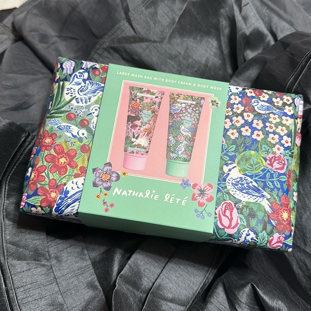 Nathalie Lété large wash bag with body cream & body wash